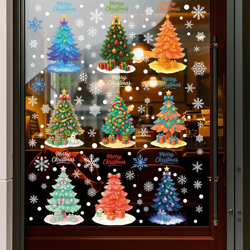 Christmas Window Stickers Decorations Static Stickers Wall Sticker Kids Room Wall Decals Merry Christmas Decorations