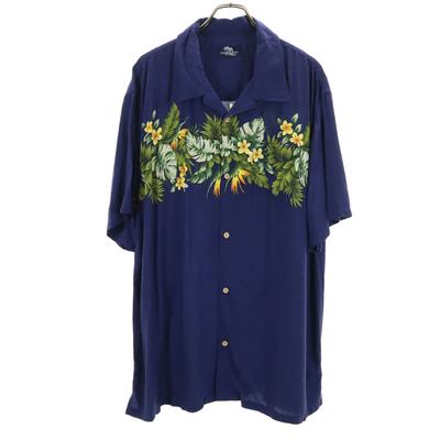 GREEN GATE Floral Short Sleeve Open Collar Aloha Shirt 4L Navy Biggs Men's Used