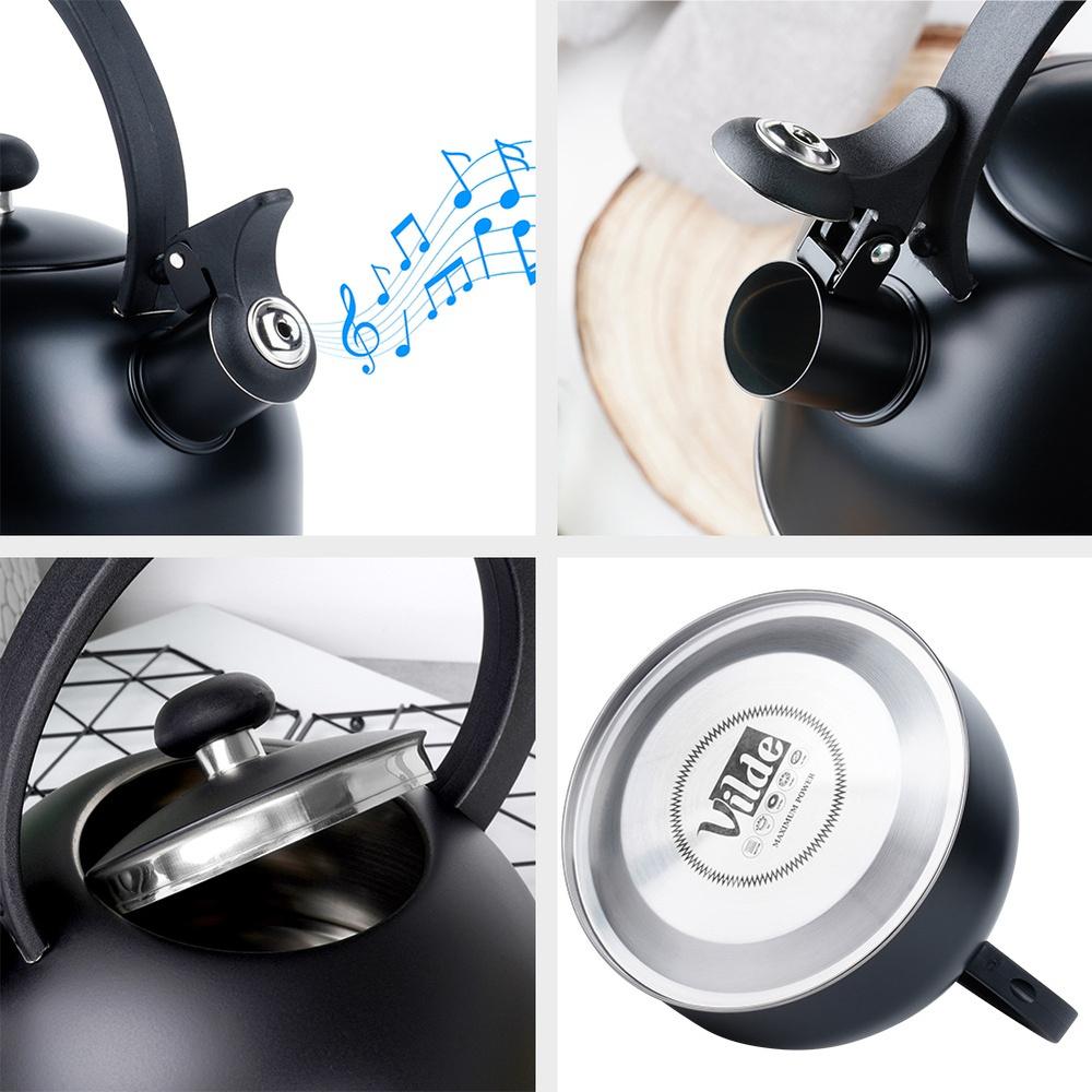 Czajnik Stalowy Czarny z Gwizdkiem do Gotowania Wody na Kuchence 2L