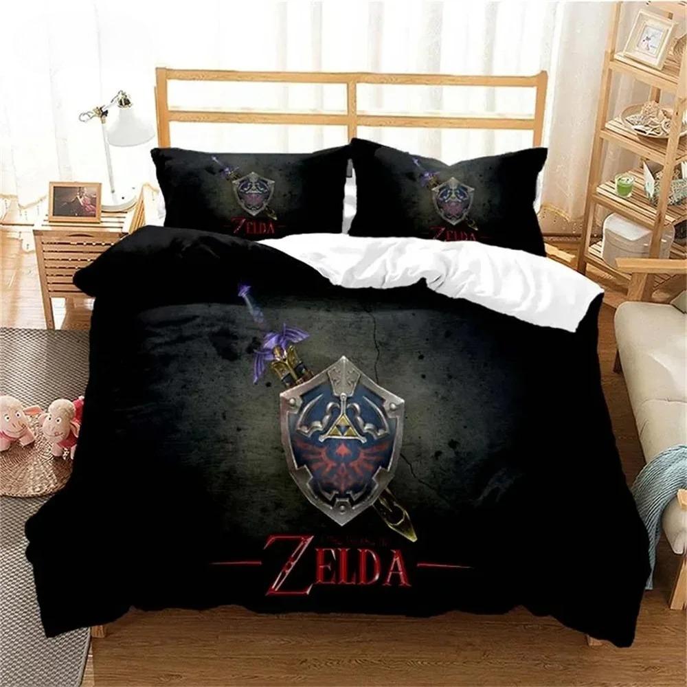 Anime Game Motif Microfibre Bedding Sets, Children's Birthday Gift with Zip Room Decor for Teenagers Adulte  Duvet Cover