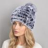 New Luxury Knitted Real Genuine Fox Fur Hats Women Beanies Solid Rex Rabbit Fur Caps Winter Lady Party Fashion Fur Hat Skullies