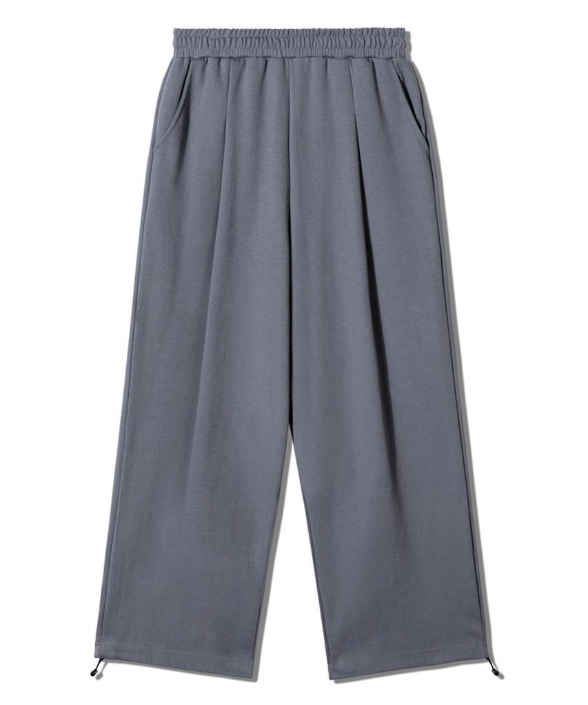 Geulaenpini Premium Double-Sided Brushed Wide One-Pleat Two-Way String Training Pants - Gray