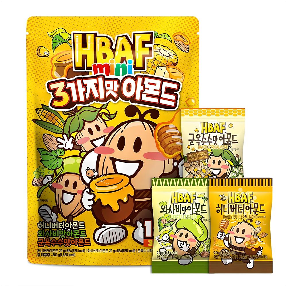 HBAF Mini Almond Variety Pack (3 Flavors) 300g (Approx. 15 Mini Packs) 300g x 1pack
