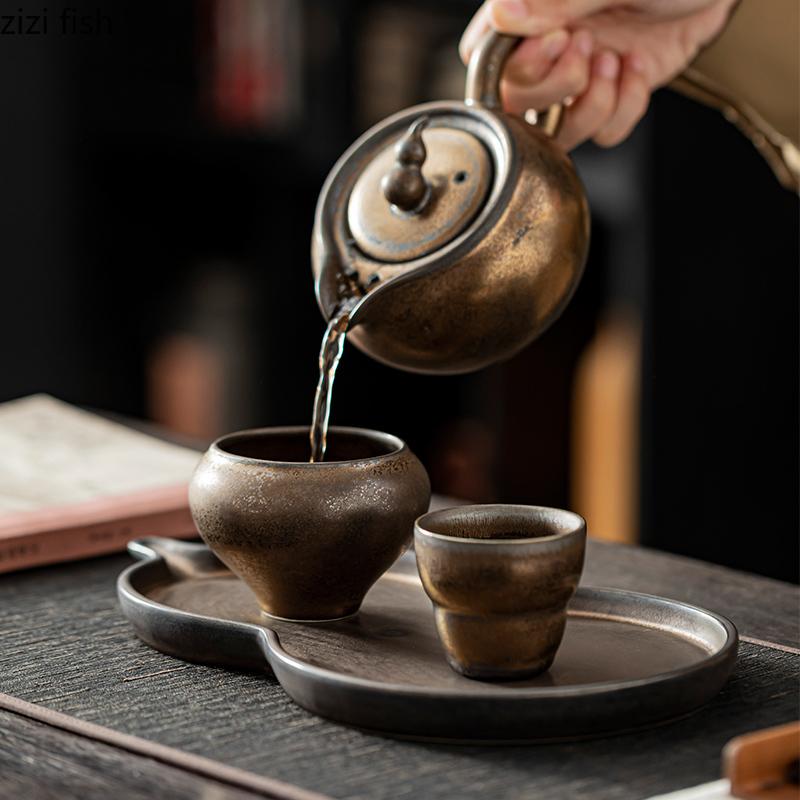 Seramik Çay Seti Bir Demlik ve İki Fincan Çaydanlık Çay Fincanı Çay Demliği Su Isıtıcısı Saklama Tepsisi Çay Tepsisi Çay Demleme Gereçleri Çay Takımları