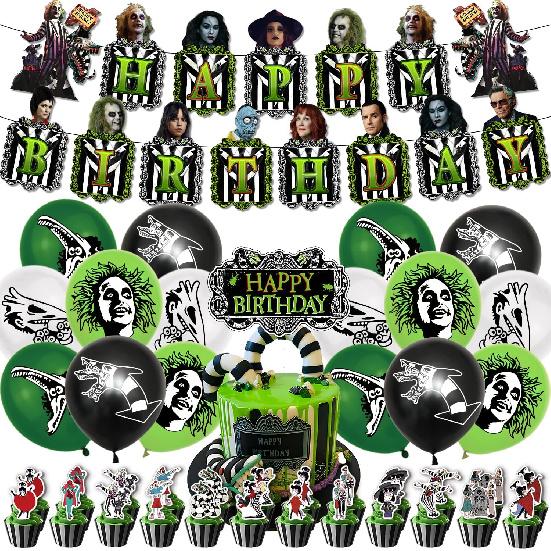 Birthday Party Decorations (42 pcs), decorations include happy birthday banner, cake topper, balloons.Round Latex Balloons for Birthday Parties,