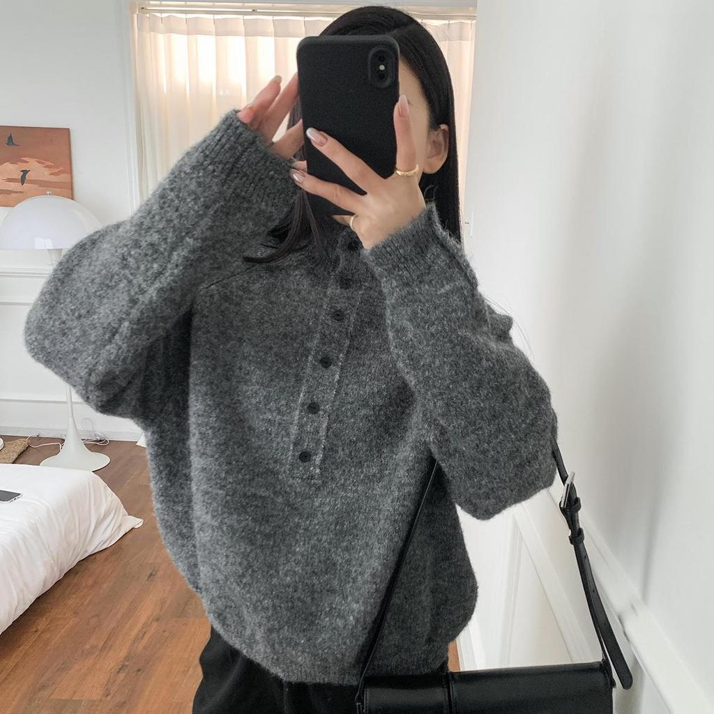 Cor24 Women's Red Baby Alpaca Wool Pullover - Soft, Warm, Long-Sleeved Half-Collar Sweater for Autumn & Winter