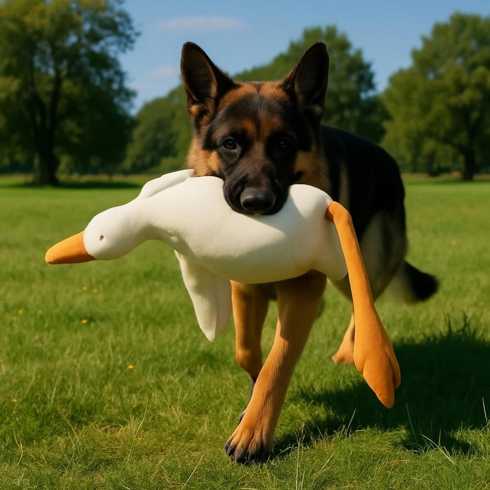 Grande Peluche Realistico Anatra Oca Cane Giocattolo - Morbido Resistente da Masticare & Giocare, Carini Accessori Interattivi per Animali, Miglior Compagno Divertente