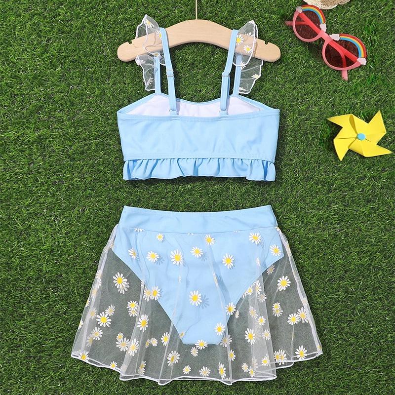 2025 Girls' Two-Piece Mesh Skirt Swimsuit for Kids