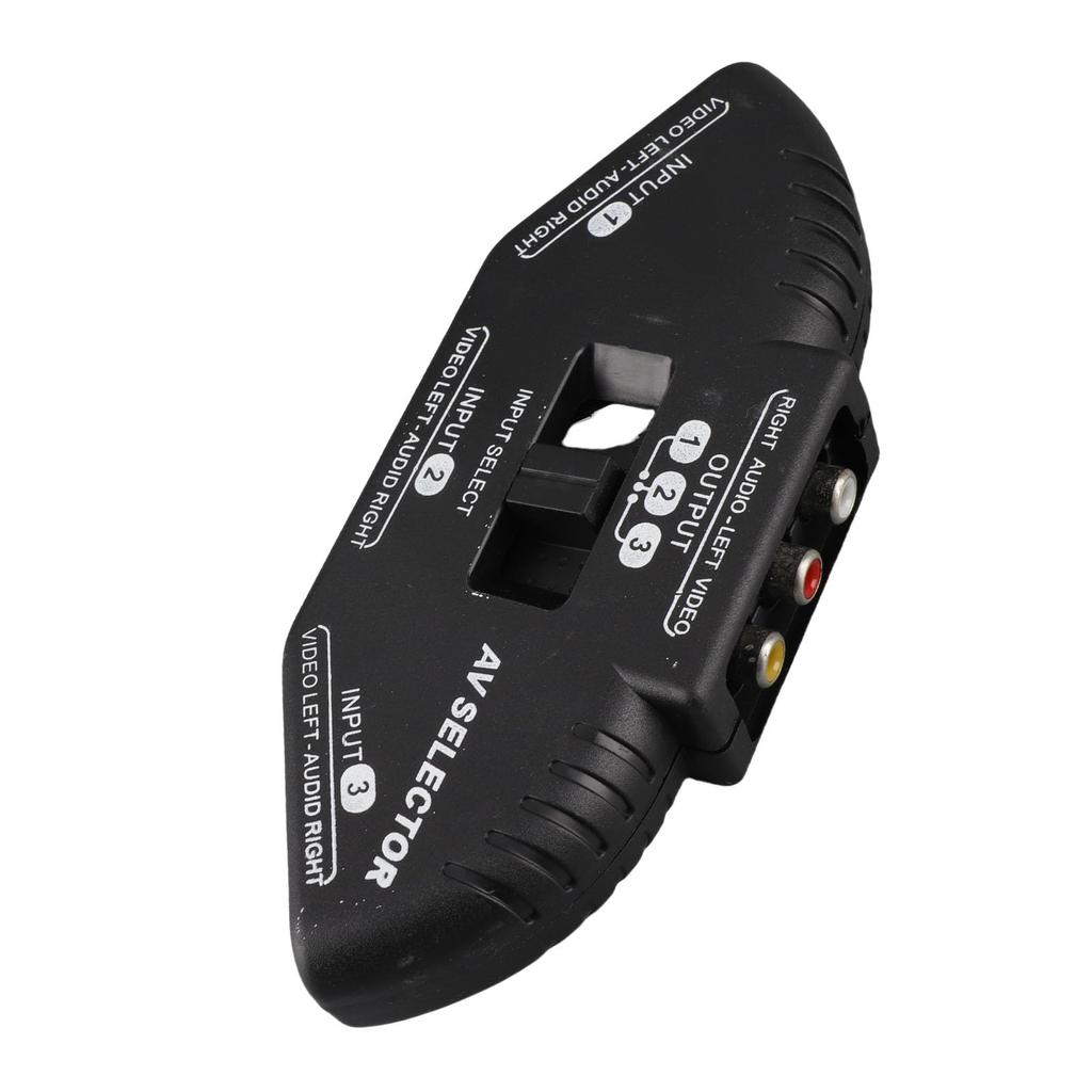 ABS Selector 3 Out Video Black Selector with AV Cable Splitter, Black, In/1 Splitter,