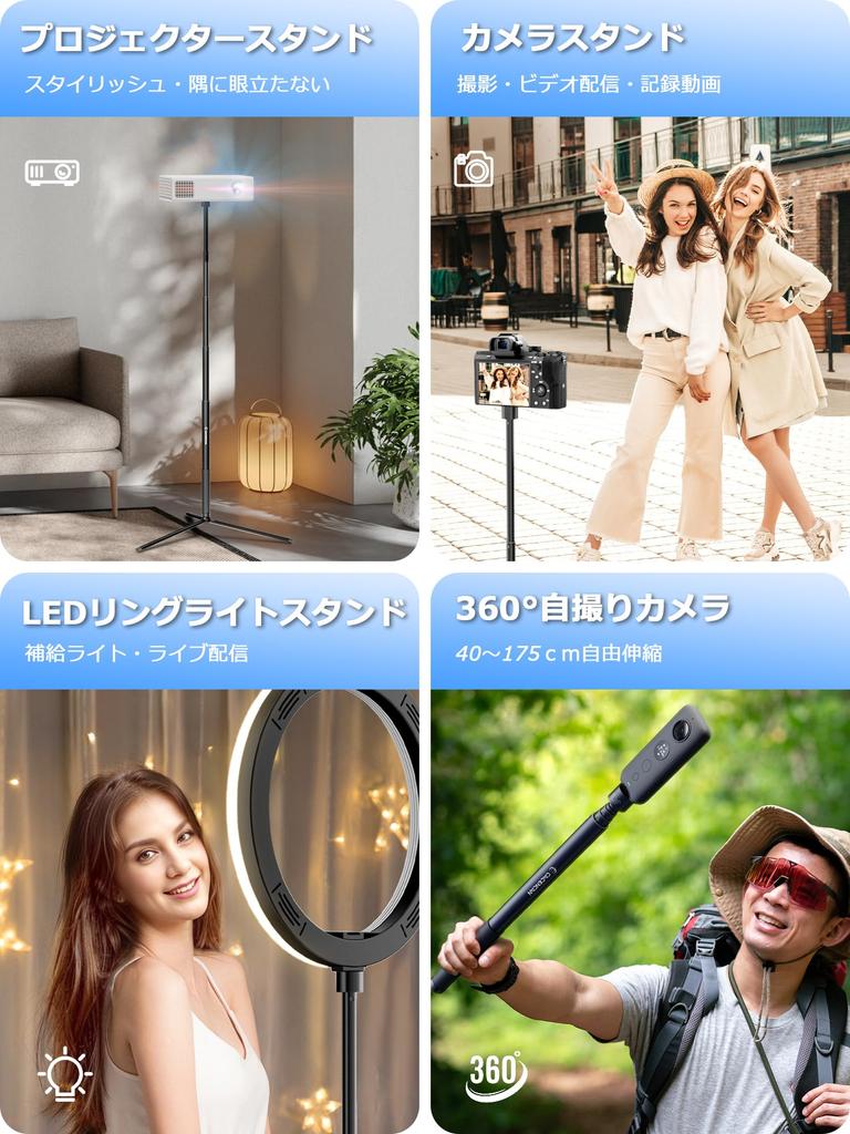 CACENCAN PT-01 Microphone Stand, Straight, with Mic Holder, Aluminum, Lightweight, 175cm Adjustable Height, Foldable, 5-Level Adjustment, Easy To