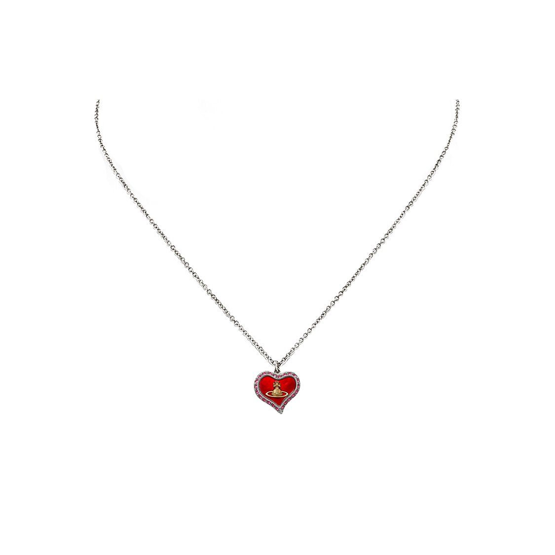 

Vivienne Westwood Petra Hot New Pearl Mother Of Pearl Heart Pendant Brass Cubic Zirconia Necklace Women necklace Red Silver 8050889743866 Basic Packaging-Dust Bag+Box