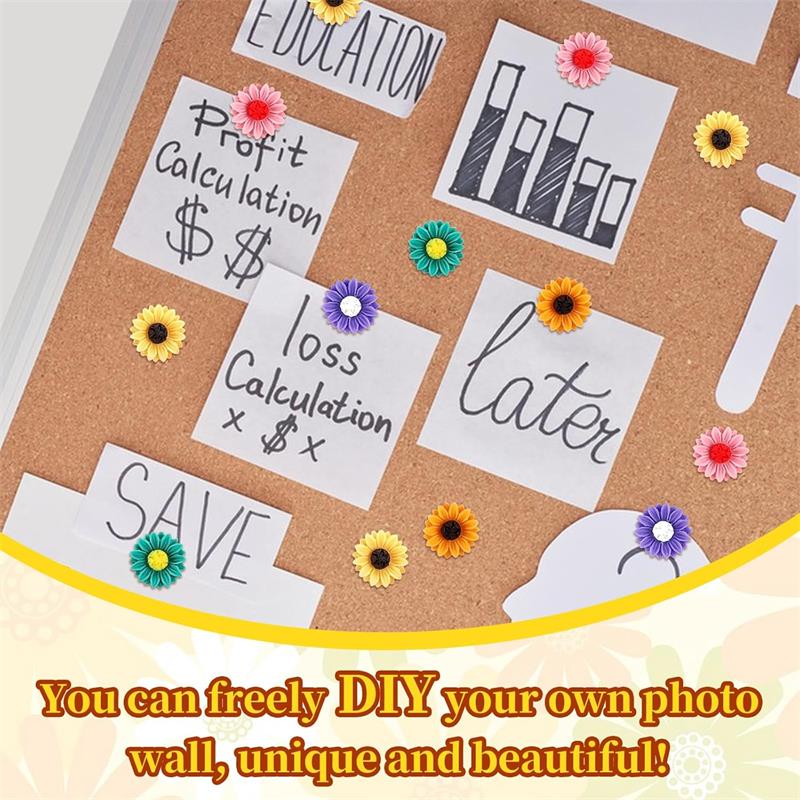 30Pcs Cute Push Pins, Flower Drawing Pins, Thumb Tacks, Pin Board Pins, Pins for Cork Board, Notice Board Pins, Cork Board Pins, Map Pins