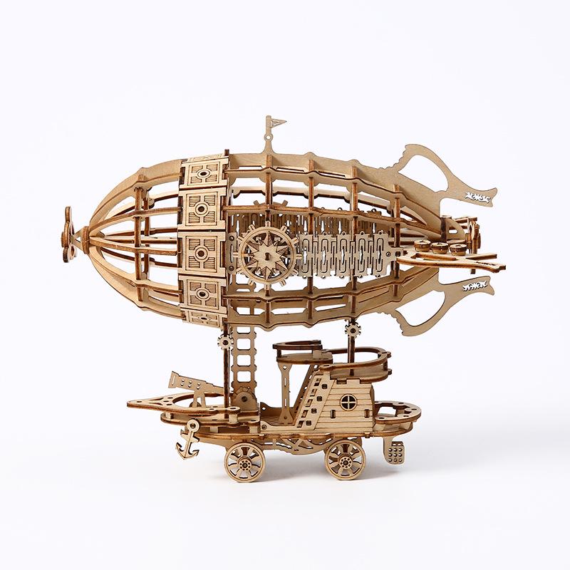Handmade 3D Wooden Airship Puzzle Toy for Kids