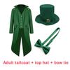 St. St. Patrick's Day Kostüm Frack Leprechaun Irisch Grün Gotisch Vintage Steampunk Frack Zylinder Fliege Halloween Kostüm