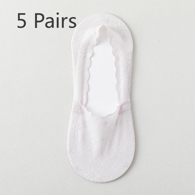 5 Paar Damen Sommer Dünne Feuchtigkeitstransport Schweiß Atmungsaktiv Baumwollsohle Rutschfeste Bootssocken