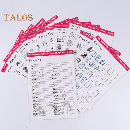 12-teiliges Nailart-Trainingsbuch, wiederverwendbares Übungsblatt für Nageldesign, für Frauen, Anfänger, Fingernagelmuster-Vorlage, Übungsbuch, Maniküre, Färben, Zeichnen