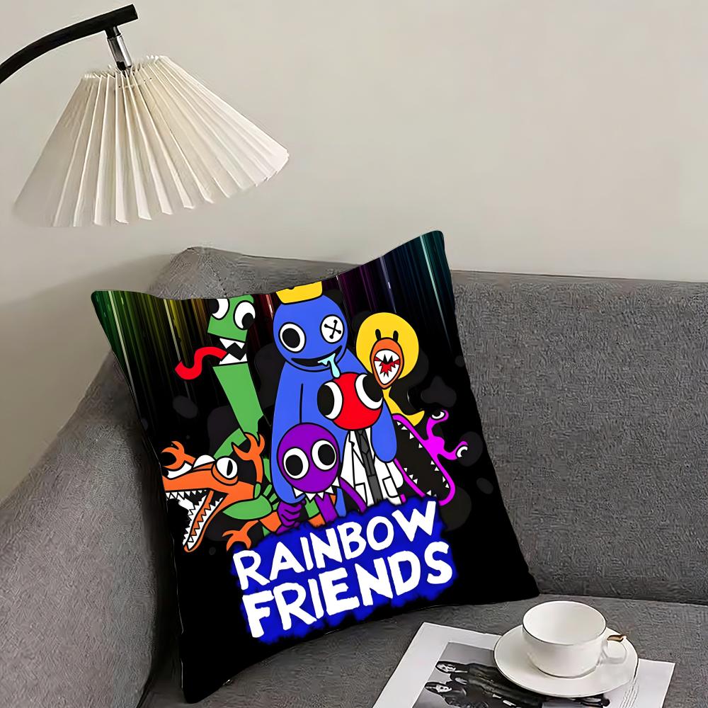 RRainbow FriendsS Cartoon Cushion Cover Pillowcase Ultra Soft Skin Friendly Fabric Cloud Like Comfort Concealed Zipper