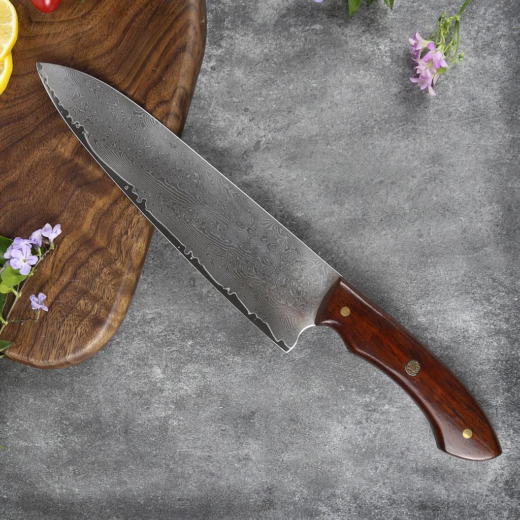8 Inch Chef Knife 67-layers Damascus Steel 10Cr15Mov Blade Rosewood Handle Slicing Vegetables Cleaver Sashimi Meat Kitchen Knife