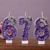 Y Children's Number 7 Birthday Candles Girl's Digital Cake Candles Glitter Princess Crown Decoration Anniversary Party Supplies