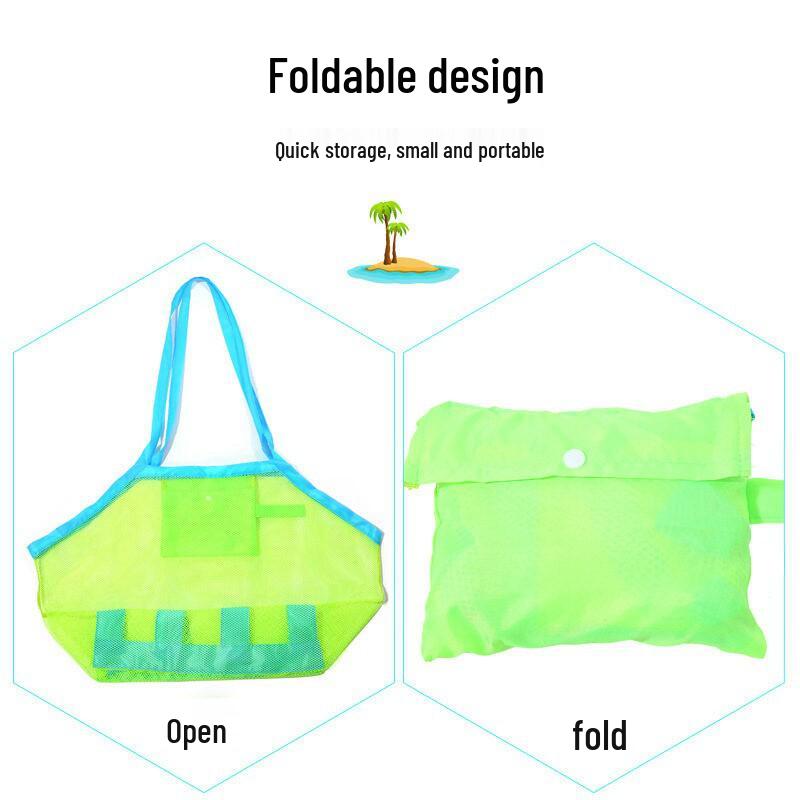 Large Capacity Mesh Beach Bag for Kids' Toys and Sand Tools