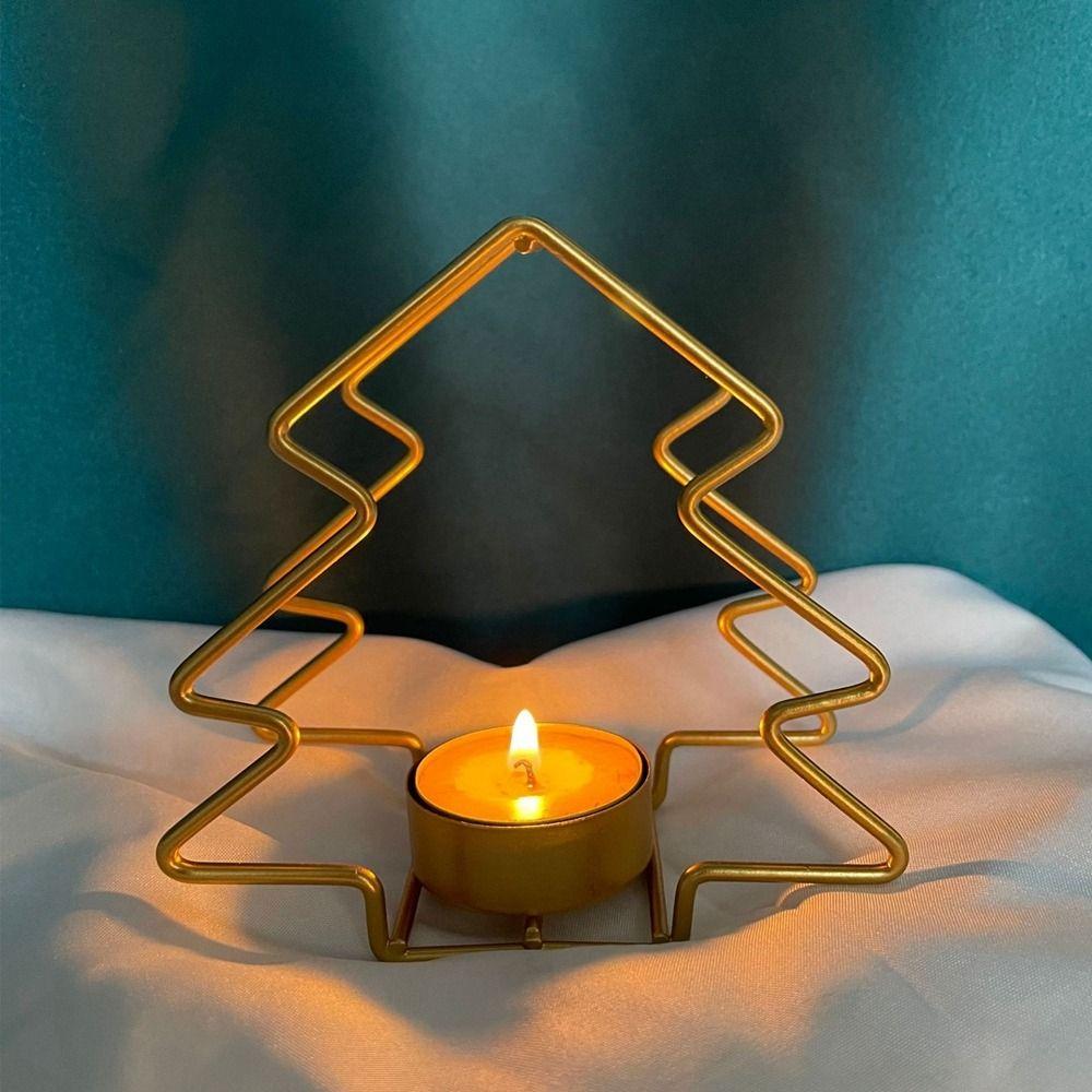 No Deformation Christmas Candlestick Rust-proof Small Metal Candle Holder Exquisite Desktop Candlestick Ornaments