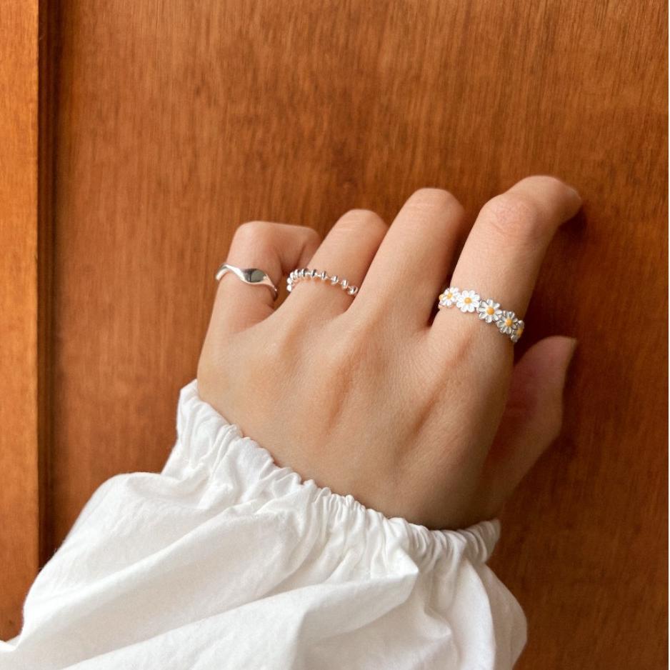 Little Daisy Ring For Women Cute Flower Adjustable Open Ring Creative Accessories Handmade Designer Zircon Lovely Girl Gift