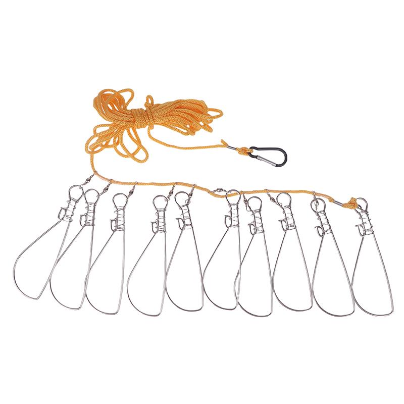 5M 5/10 Lock Stainless Steel Fishing Lock Buckle Fishing Snaps Chain Stringer With Float Live Fish Lock Belt Fishing Accessories