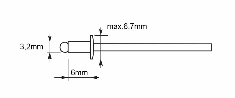 Aluminum open rivets 3.2x6mm RAL 7016