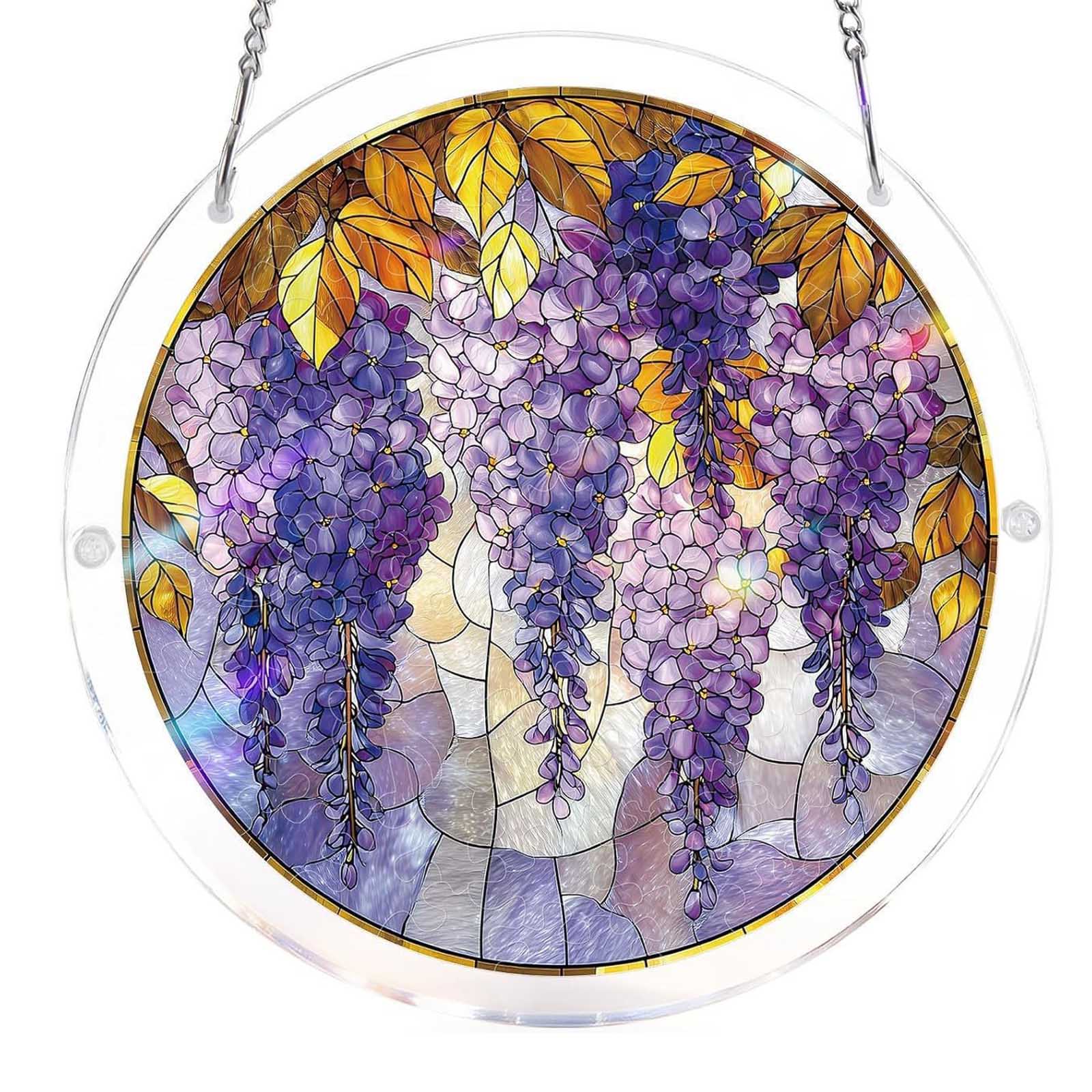 

Stained Glass Acrylic Puzzle Suncatcher, DIY Hanging Ornament With Chain, Window Decor For Home & Garden One Size