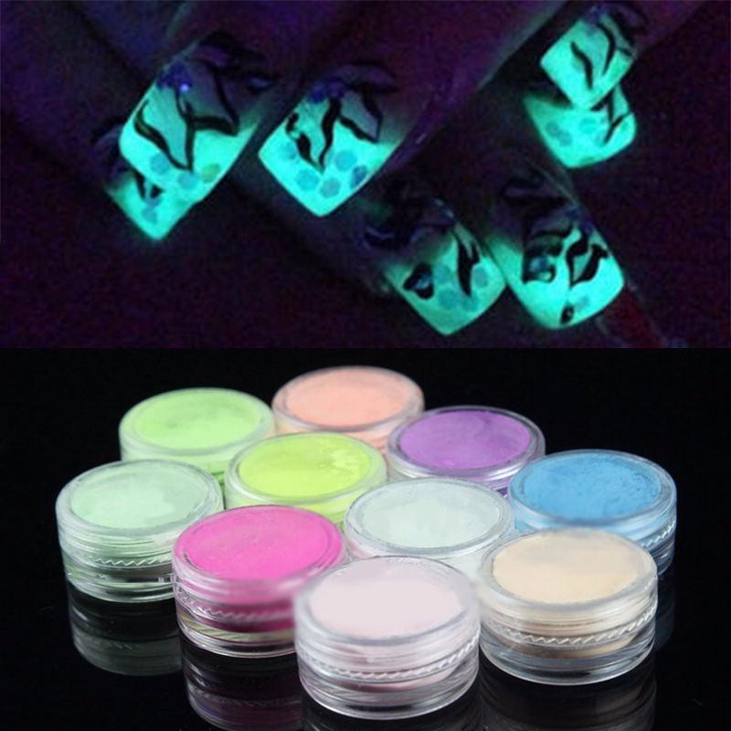 Neon Bright Nail Polish Powder Shining In Dark Dust Luminous Fluorescence Nail Art Glitter Powder