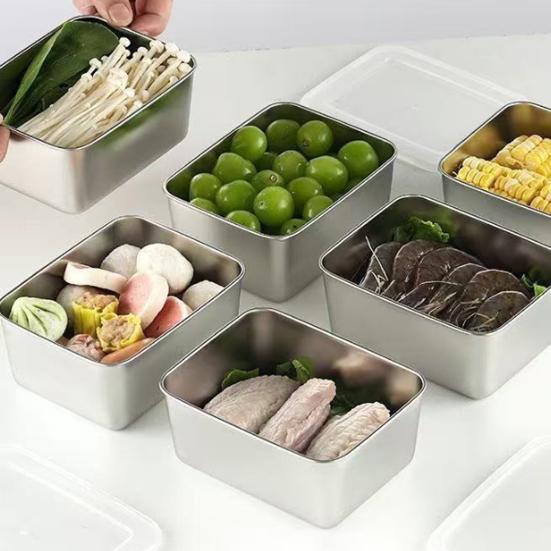 Stainless Steel Food Storage Container with Lid Airtight Lunch Box for Meal Prep Freezer Leak-Proof Stackable Lunchbox for Home Camping Kitchen
