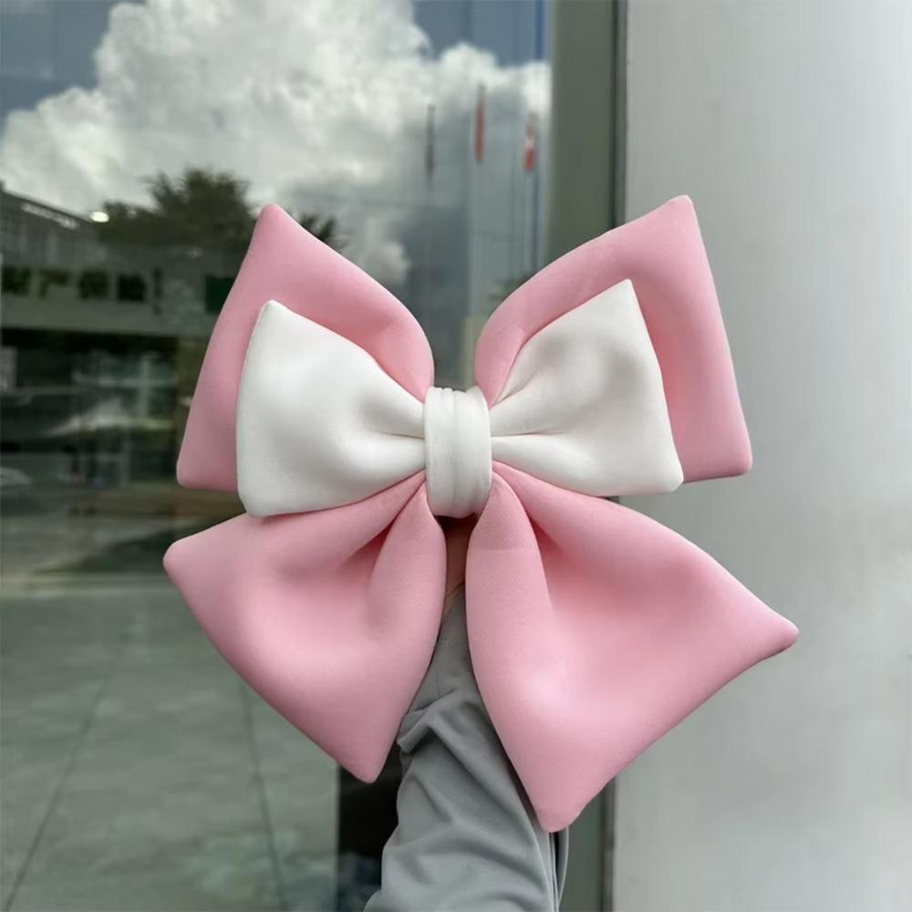 Cute Dual-color Bow Bowknot Helmet Accessories Nylon Suction Cup Car Body Decoration Electric Vehicle Accessories Women