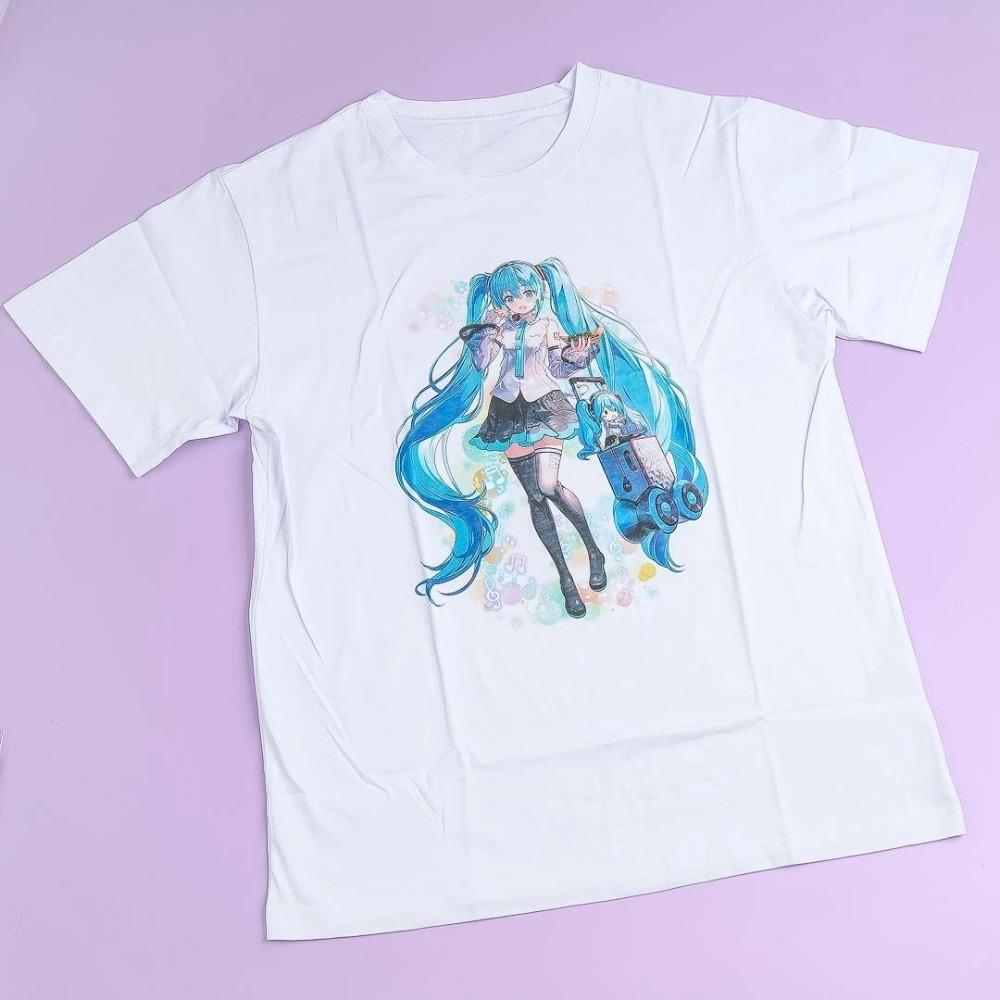 Hatsune Miku Cat Ear "Love Music" Anime T-Shirt, Unisex Virtual Singer Streetwear Oversized Tee, 100% Cotton Casual Short Sleeve Top