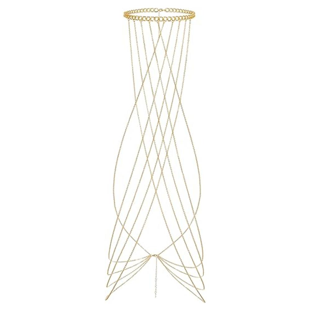 Harness Body Chain Sexy Layered Tassel Belly Waist Chain Necklace Boho Hot Bikini Nightclub Party Beach Body Jewelry Gold Tone