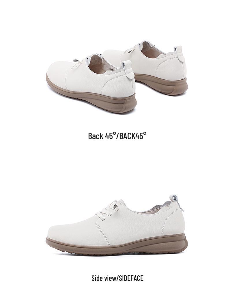 Red Dragonfly Women's Genuine Leather Flat Casual Shoes - Soft Sole Cowhide Mother’s Spring Work Shoes
