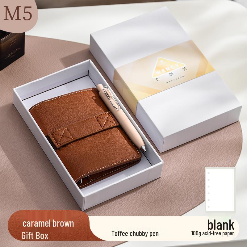 Deer & Sheep Grain Leather M5 Ring Binder: Portable, Removable, Minimalist Ins Style Notebook.