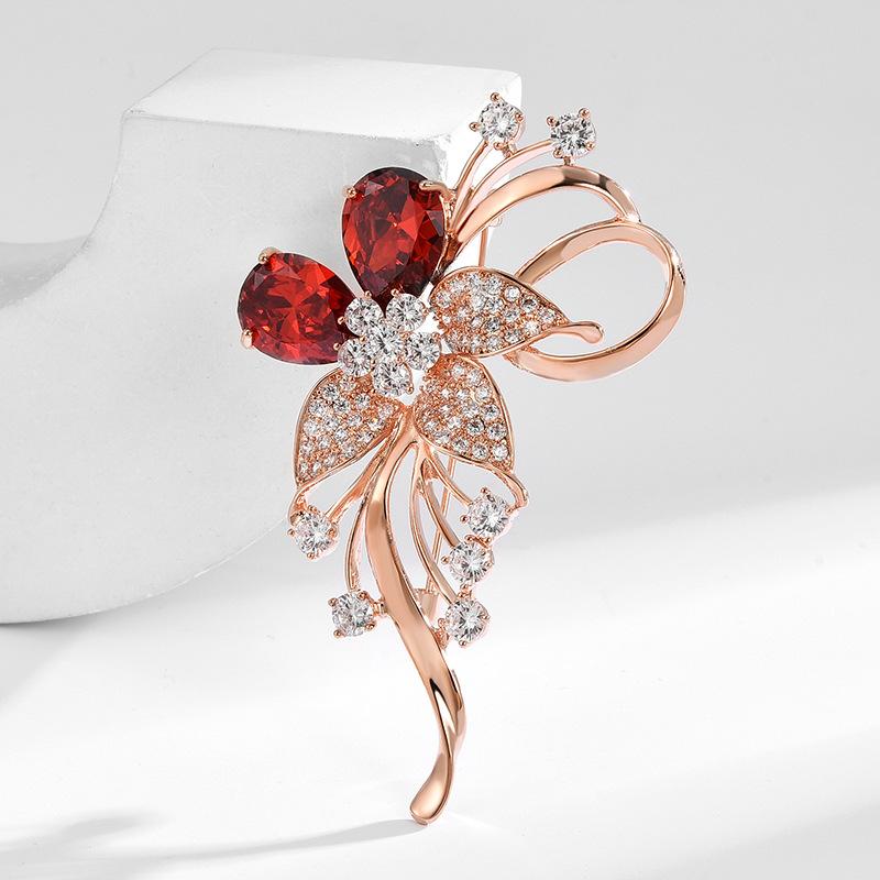 Fashion Zircon Women'S Suit Floral Corsage Simple Plant Pin Coat With Accessories Flower Brooch