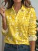 Damen Bluse 3D Druck Elegant Langarm Hemd Reverskragen Oberteile Arbeit Büro Damen Oberteile Sommer Frühling Herbst Winter