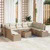 VidaXL Ensemble de Canapés de Jardin 10 pièces avec Coussins Beige Poly Rotin Acacia 3348172