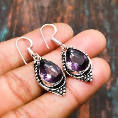 Orecchini da donna in argento sterling 925 fatti a mano con ametista e pietra preziosa