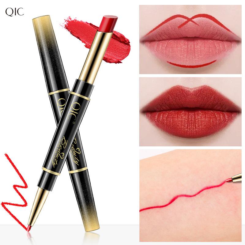 QIC Lipstick, Lip Liner, Double-head Two-in-one Live Makeup, Rotating Lip Liner, Hook-up Lipstick.