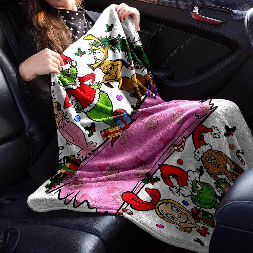 Christmas Grinch Friends Blanket Soft Throw Blanket For Home Bedroom Bed Sofa Travel Office Solid Christmas Blanket