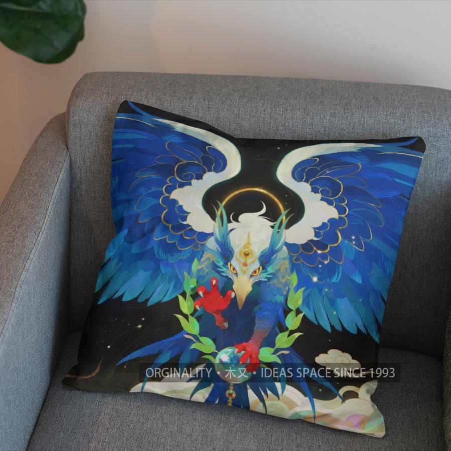 2D Blue Eagle Decorative Cushion Cover For Home Pattern Cushion Cover Suitable For Sofa Bedroom Car Pillow Cover