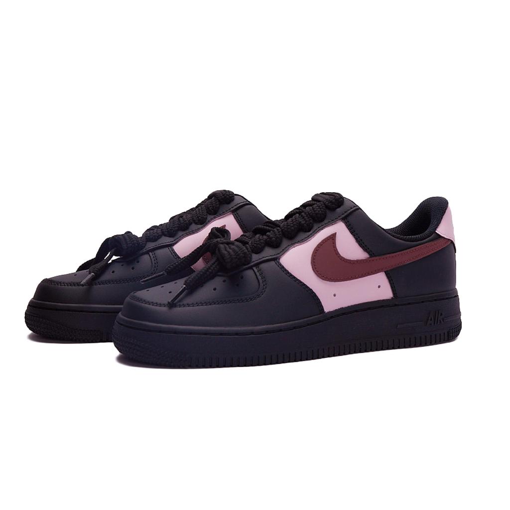 Nike Air Force 1 Slip Resistant Abrasion Resistant Low top Skateboard Shoes Women's Black Pink DD8959-001(Team15-)