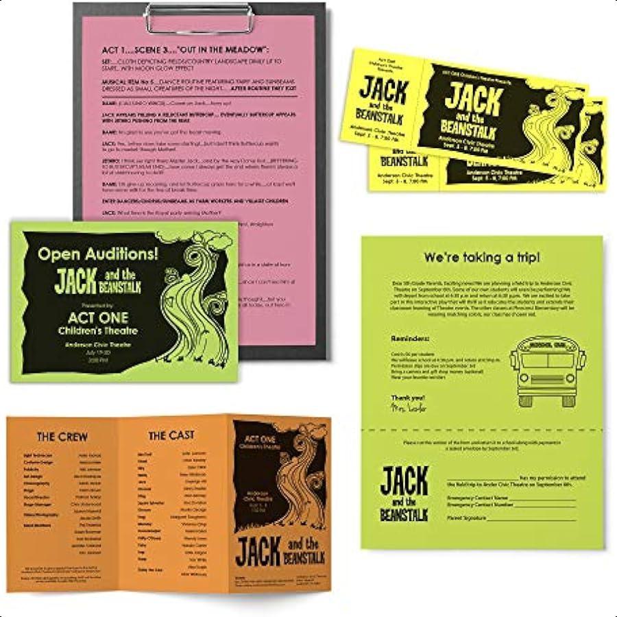 Mega Collection Colored Paper "Fluorescent" 5Color Assortment 625 Sheets 24 lb 89 gsm 8.5" x 11" MORE SHEETS! 91700