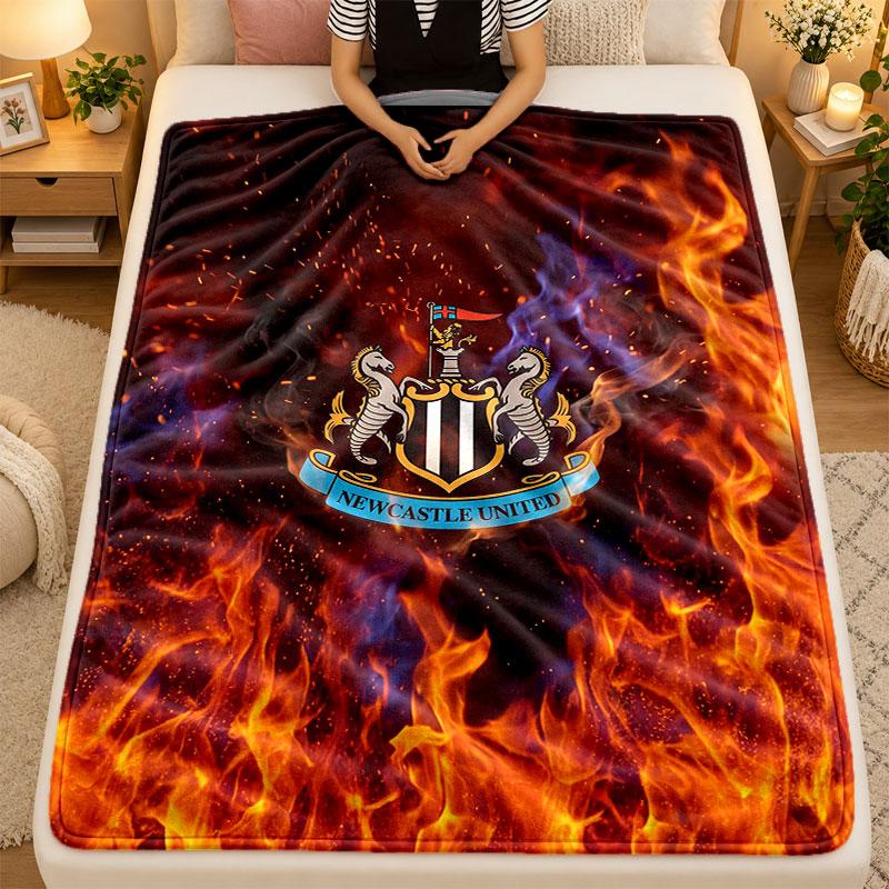 Flanell-Decke Newcastle United Fußball Warm Weich Überwurfdecke für drinnen Sofa Bett Wohnzimmer