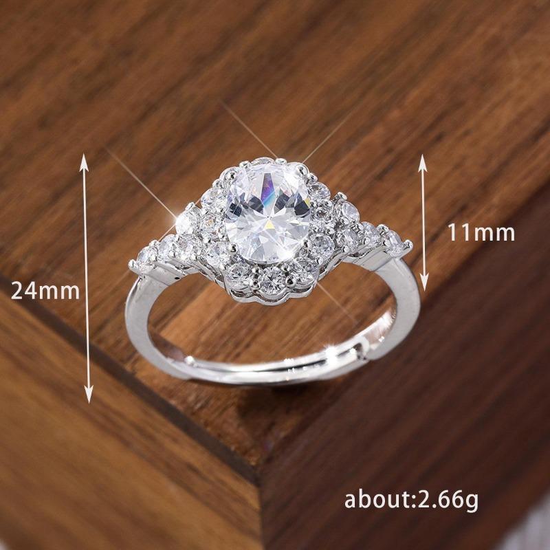 Princess Square Simulation Artificial Zircon Simple Sweet Lady Ring Wedding Proposal Round