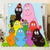 Kolorowy Koc Barbapapa - Fantazyjny Wzór Postaci w Kształcie Plamy do Rodzinnych Przytulasów, Przytulny Miękki Mikrofibra Blan
