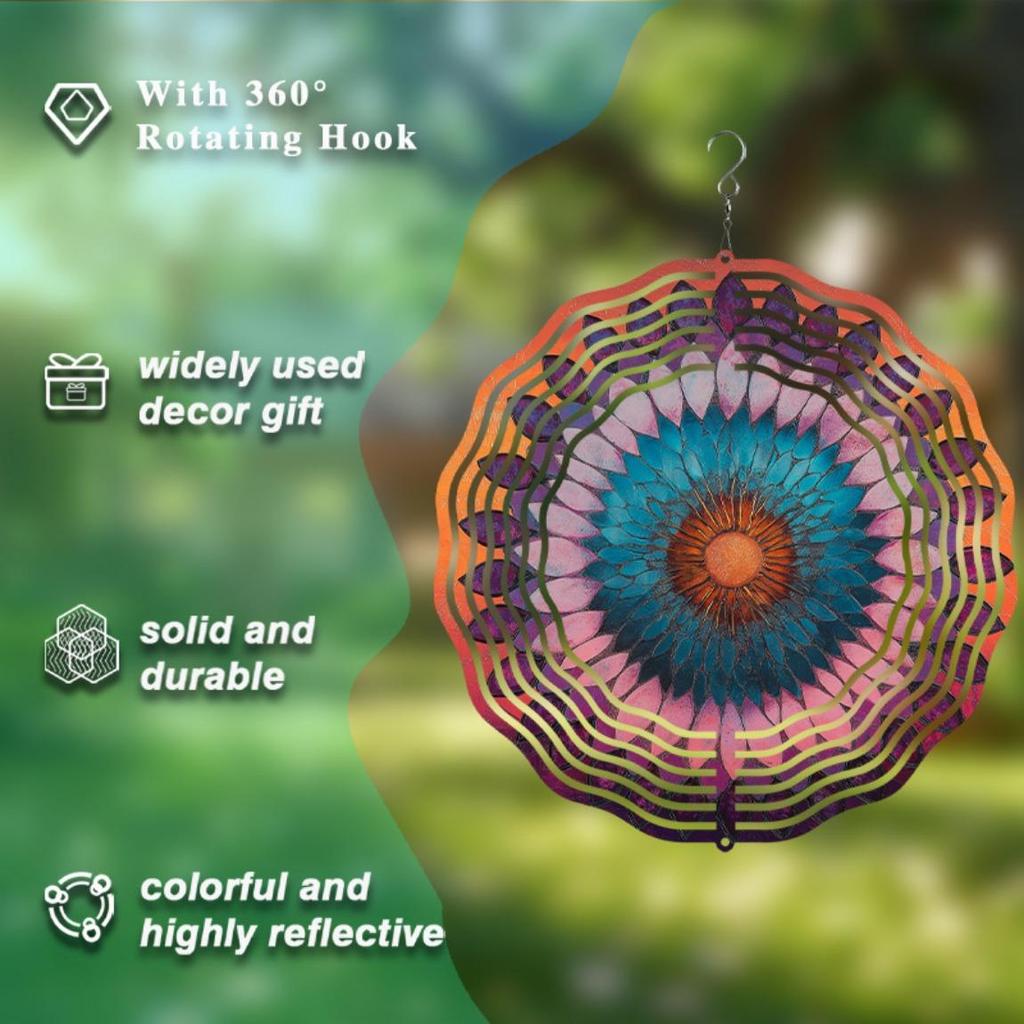 10 Inch Hanging Wind Chime for Garden Balcony Outdoor Decor 360 Degree Rotating Hook No Battery Needed Unique Gift for Friends Family