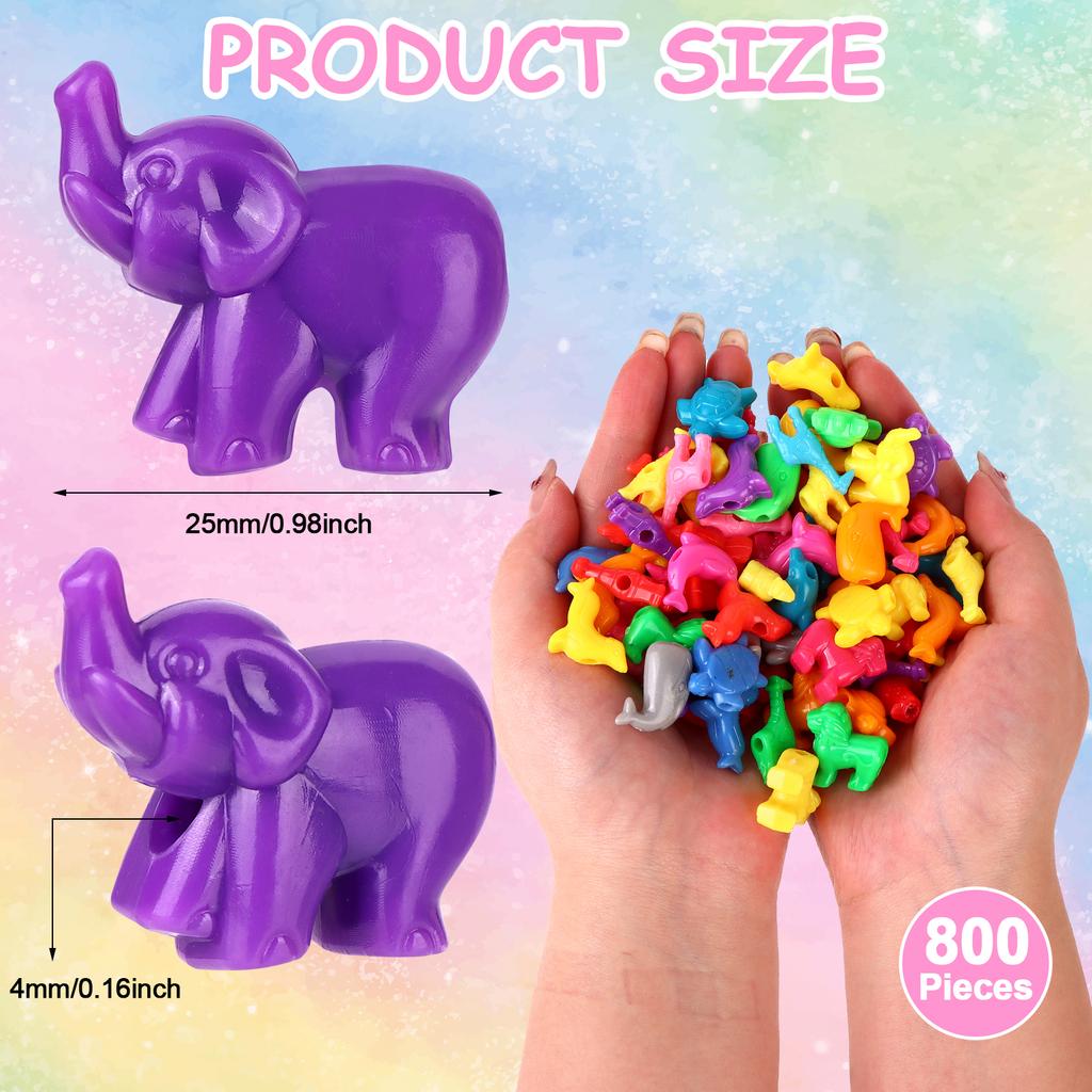 800 Pcs Animal Shaped Beads Animal Plastic Beads Colorful Marine And Jungle Animal Beads Zoo Animal Design Plastic Craft Beads F